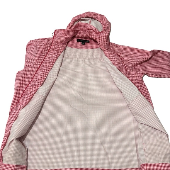 KC Collection Gingham Print Hooded Rain Jacket Pockets Women’s Large - Picture 13 of 16